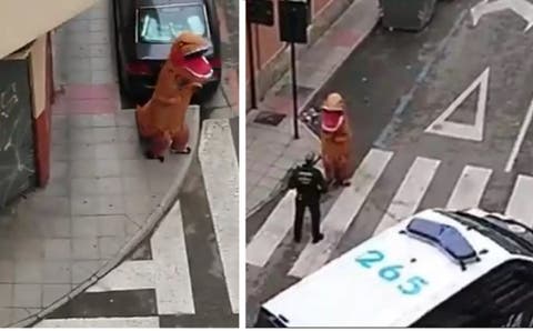 El vídeo viral del «dinosaurio» que fue detenido por romper la cuarentena por coronavirus