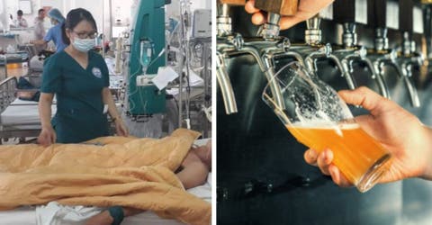Salvan la vida de un paciente que quedó en coma tras darle 15 latas de cerveza en el hospital