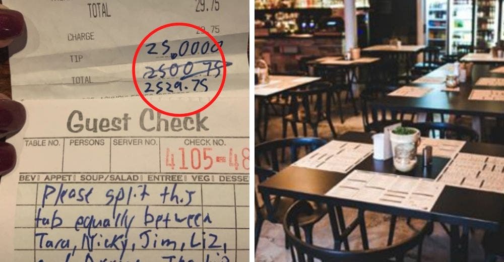 Un cliente anónimo dejó una nota en la factura que hizo llorar a 5 camareros de un restaurante Un cliente anónimo dejó una nota en la factura que hizo llorar a 5 camareros de un restaurante
