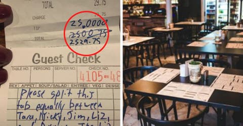Un cliente anónimo dejó una nota en la factura que hizo llorar a 5 camareros de un restaurante