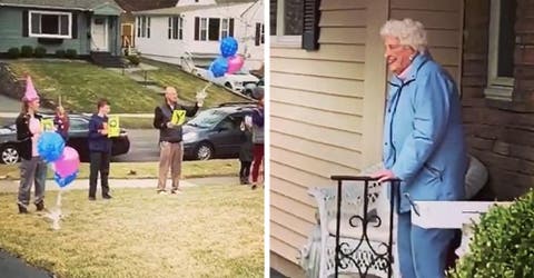 Pensó que estaría sola en su cumpleaños número 95 pero abrió la puerta y se puso a llorar