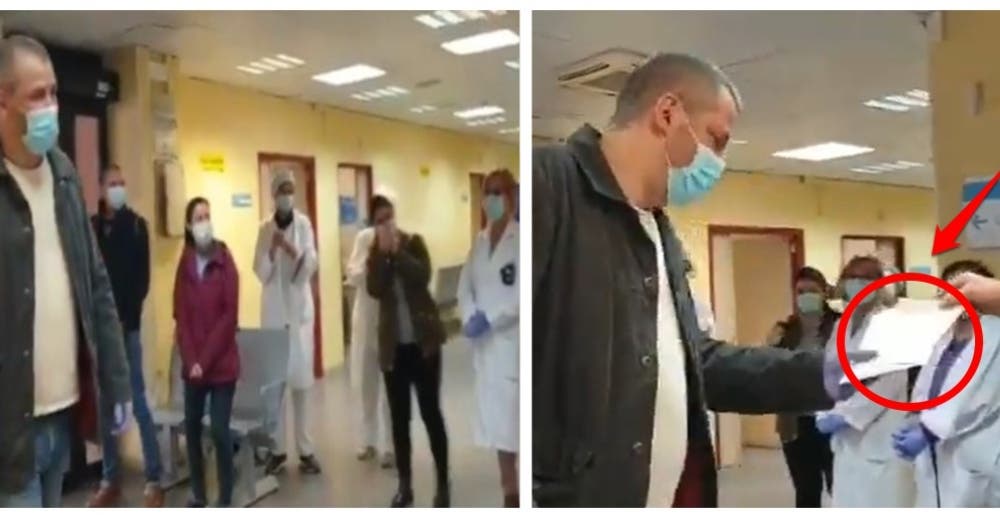 En el hospital sorprenden al taxista que traslada pacientes gratis con un homenaje y 2 sobres