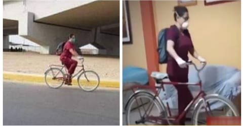 Habla la enfermera que se ve obligada a hacer un largo recorrido en bicicleta para trabajar