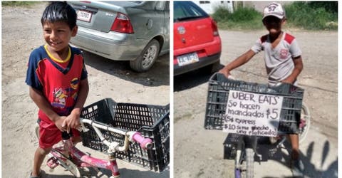 A los 9 años sale en su vieja bicicleta a trabajar como repartidor para tener un ingreso