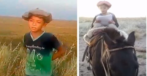 Tiene 7 años y viaja en caballo a la cima de una montaña para poder entregar sus deberes escolares