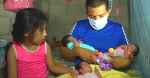Se queda solo con sus 3 bebés recién nacidas y acude a las redes para pedir ayuda
