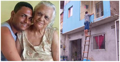 Se ve obligado a usar una escalera para acceder a la habitación de su madre ciega y discapacitada