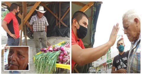 Un humilde anciano termina llorando con la reacción de unos «clientes» en su puesto de verduras