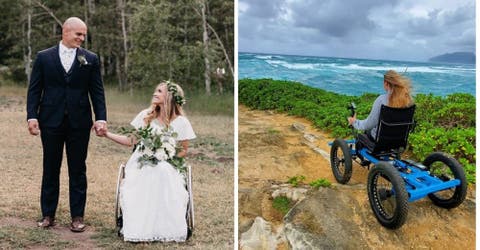 Su esposa se queda paralizada y crea una silla de ruedas que le permite seguir con sus aventuras