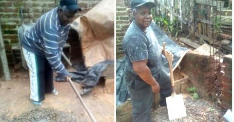 Una mujer de 51 años trabaja duro y sin ayuda construyendo su vivienda -«Ya la tendría lista»