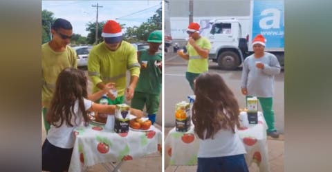 La madre de una niña de 6 años se emociona al ver su gesto hacia los recolectores de basura