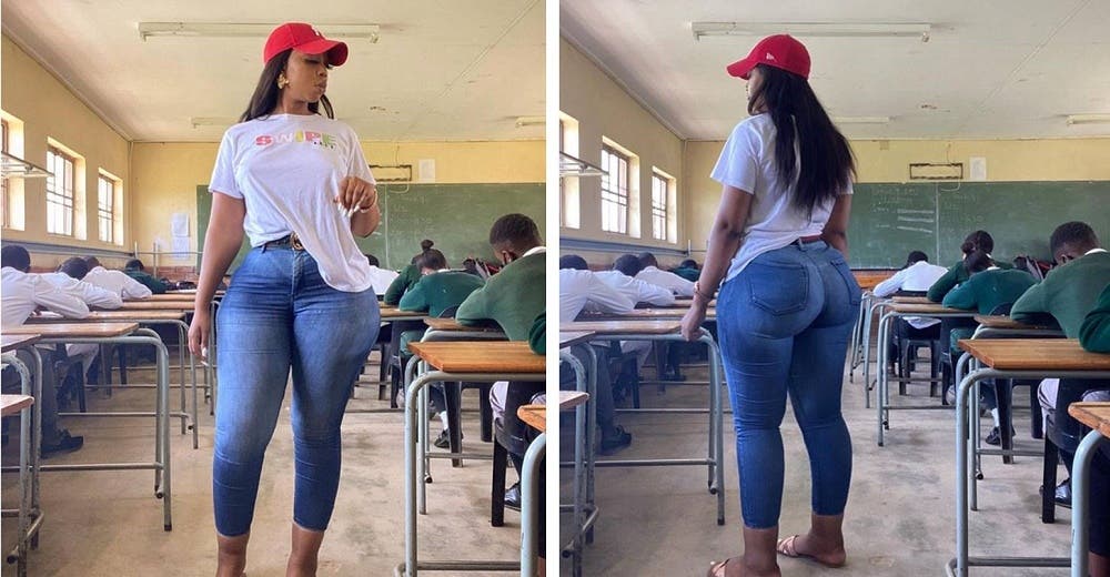Maestra desata polémica en Twitter tras publicar fotos dando clases: «No puede distraer así»
