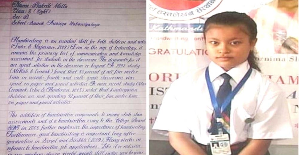 Niña de 14 años es premiada por su impecable caligrafía, la más perfecta del mundo Niña de 14 años es premiada por su impecable caligrafía, la más perfecta del mundo