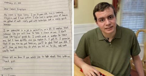 «Trabajaré muy duro» – Un joven con autismo escribe una carta con la ilusión de conseguir empleo