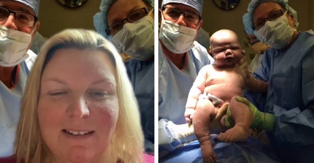 Muestra a su bebé que nació pesando 6,3 kilos dejando a todos desconcertados en el hospital