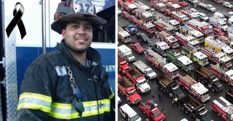 Cientos de bomberos aparecen frente a la casa del hijo de 6 años de su compañero fallecido