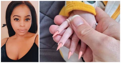 Publica orgullosa la manicura de uñas postizas que le hizo a su bebé