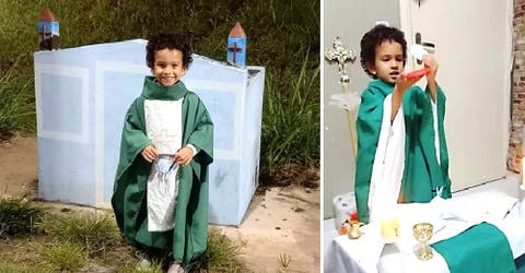 El niño al que no le daban esperanzas de vida emociona al mundo celebrando sus misas