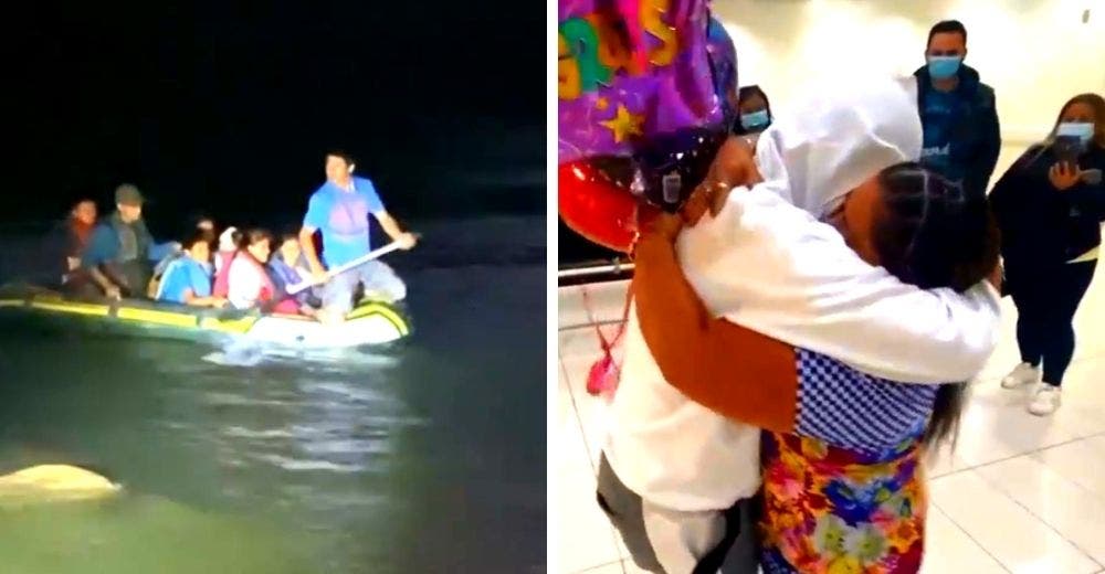 Cruza un río en una balsa para entrar a otro país y abrazar a su madre tras 17 años sin verla Cruza un río en una balsa para entrar a otro país y abrazar a su madre tras 17 años sin verla