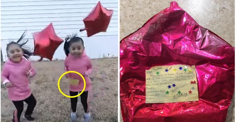 Encuentra el globo que lanzaron al cielo 2 gemelas de 4 años para pedir un deseo Encuentra el globo que lanzaron al cielo 2 gemelas de 4 años para pedir un deseo
