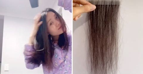 Recoge cada cabello que encuentra y lo conserva cuidadosamente para recuperarlo