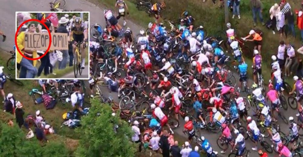 Buscan a la mujer que causó el accidente a decenas de ciclistas en el Tour de Francia Buscan a la mujer que causó el accidente a decenas de ciclistas en el Tour de Francia