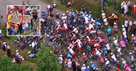 Buscan a la mujer que causó el accidente a decenas de ciclistas en el Tour de Francia
