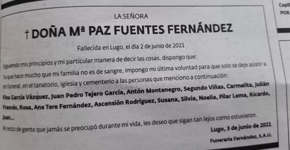 Antes de fallecer, una mujer escogió a las 15 únicas personas que quería en su funeral