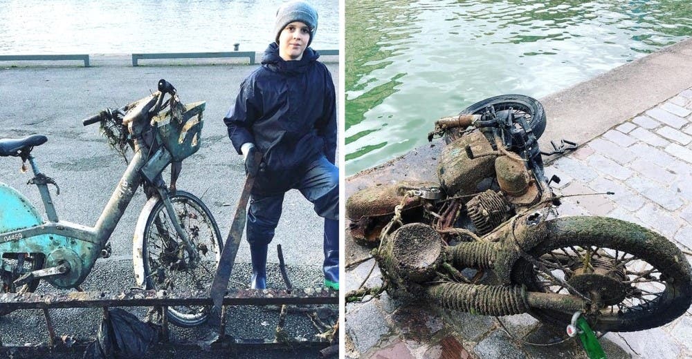 Un niño de 10 años se dedica a limpiar toneladas de basura del río usando imanes