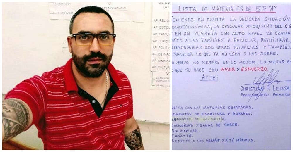 La «lista de materiales» para el año escolar que pidió un profesor conmociona a todos los padres