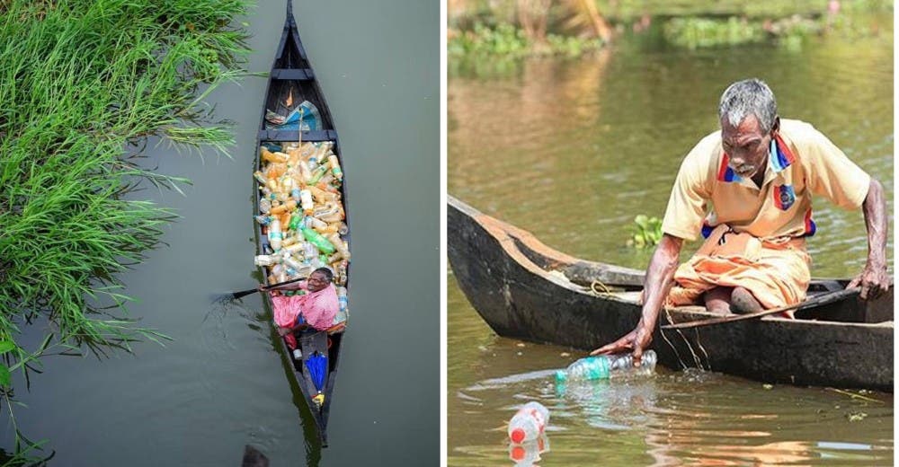 Un señor de 68 años sale cada día en su canoa para recoger la basura del río Un señor de 68 años sale cada día en su canoa para recoger la basura del río