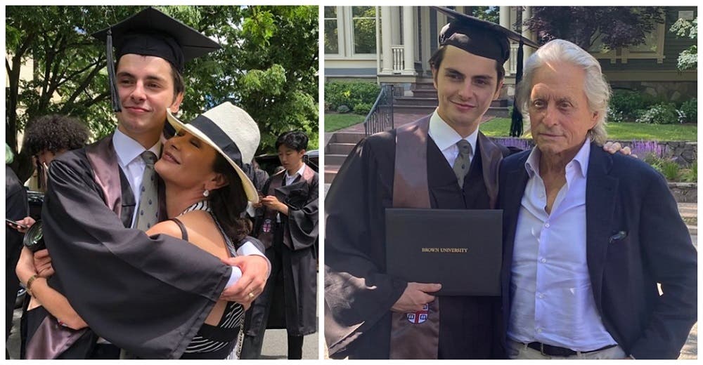 Catherine Zeta-Jones y Michael Douglas no pueden ocultar su orgullo al ver a su hijo graduarse