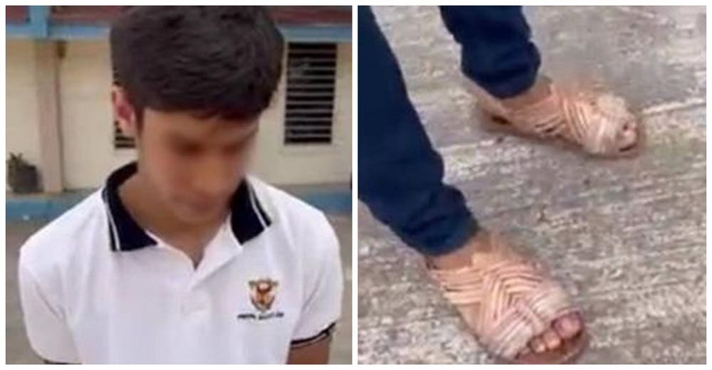 Se burla de los zapatos de un compañero y su padre lo obliga a ir en chanclas a la escuela