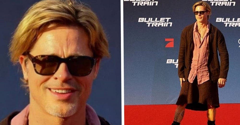 Brad Pitt rompe estereotipos al aparecer en falda y presumir sus piernas en la alfombra roja