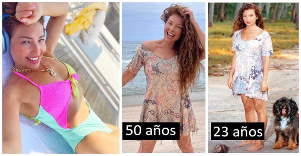 «Vieja fea, acepta que ya tienes 50»: Critican a Thalía por posar en trikini y bailar «Marimar»