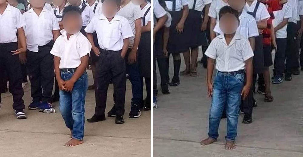 Niño es elogiado por asistir a clases aunque sea descalzo y sin uniforme–»Las ganas son grandes»