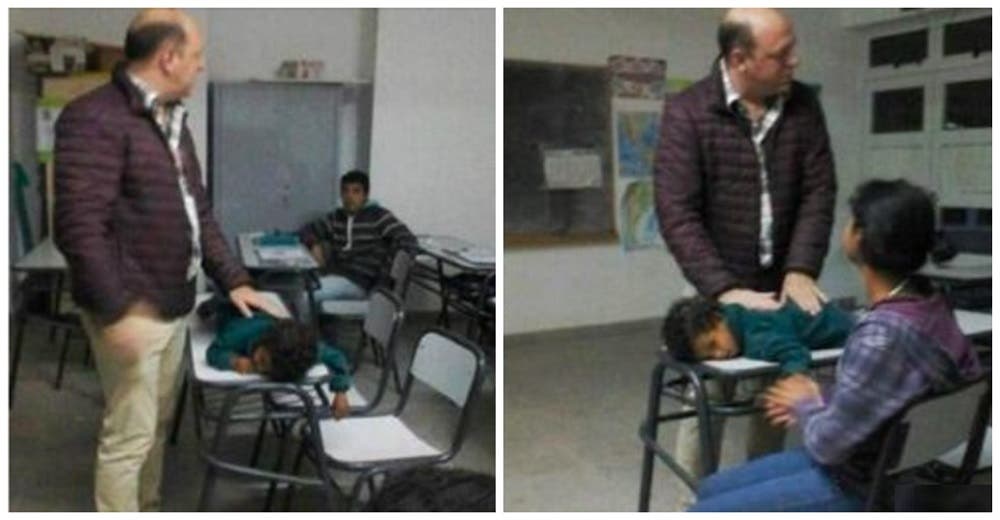 Profesor pone contra la mesa al hijo de su alumna, no sabía que alguien le tomó una foto